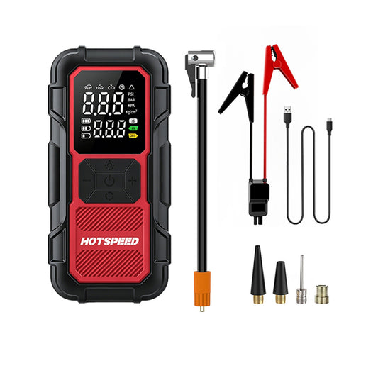 HOTSPEED 4 IN 1 Jump Starter For Car Heavy Duty With Tire Inflator Power Bank Emergency Light