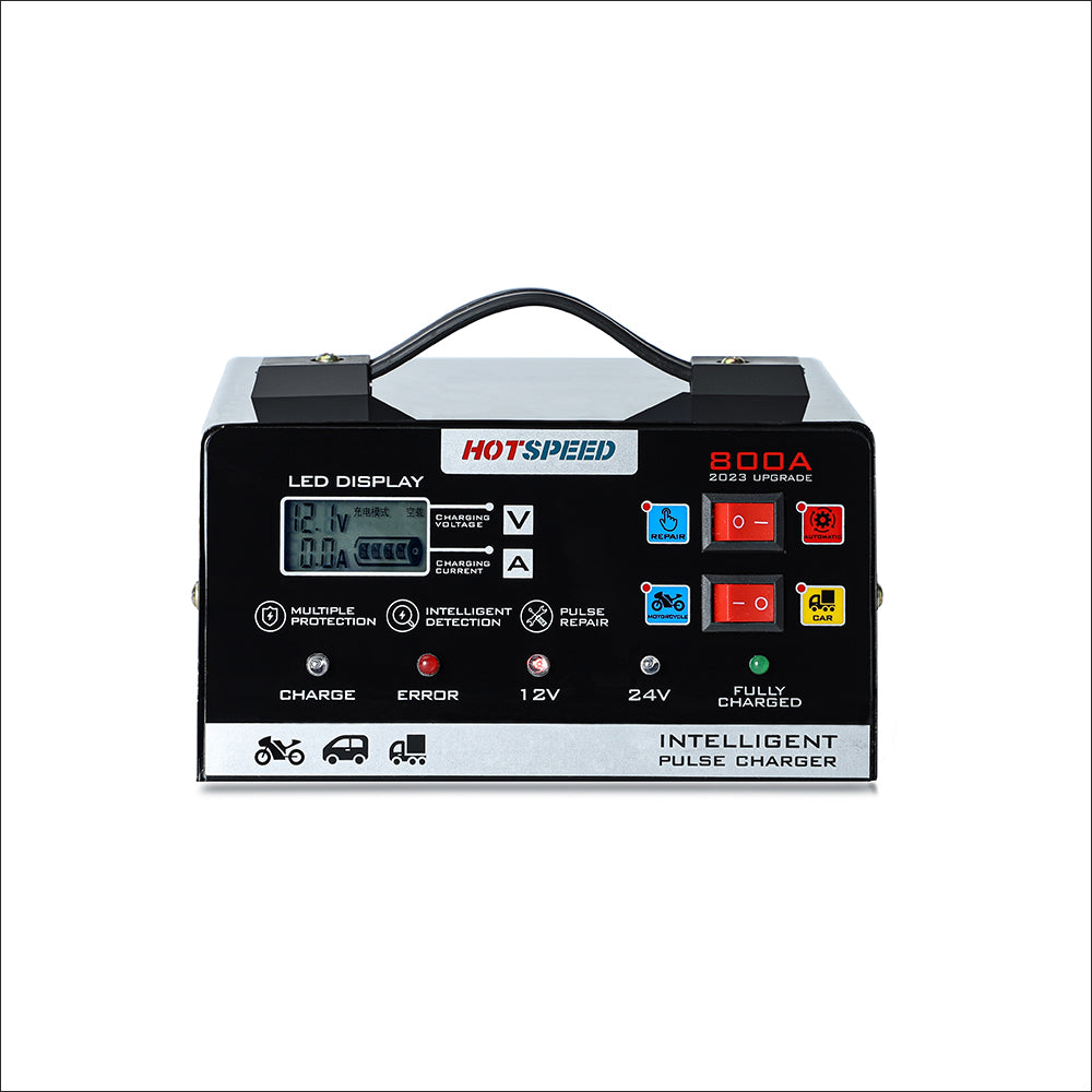 HOTSPEED Car Battery Charger Heavy Duty 12V 24V Intelligent Pulse Repair Fast Charging HS-800A