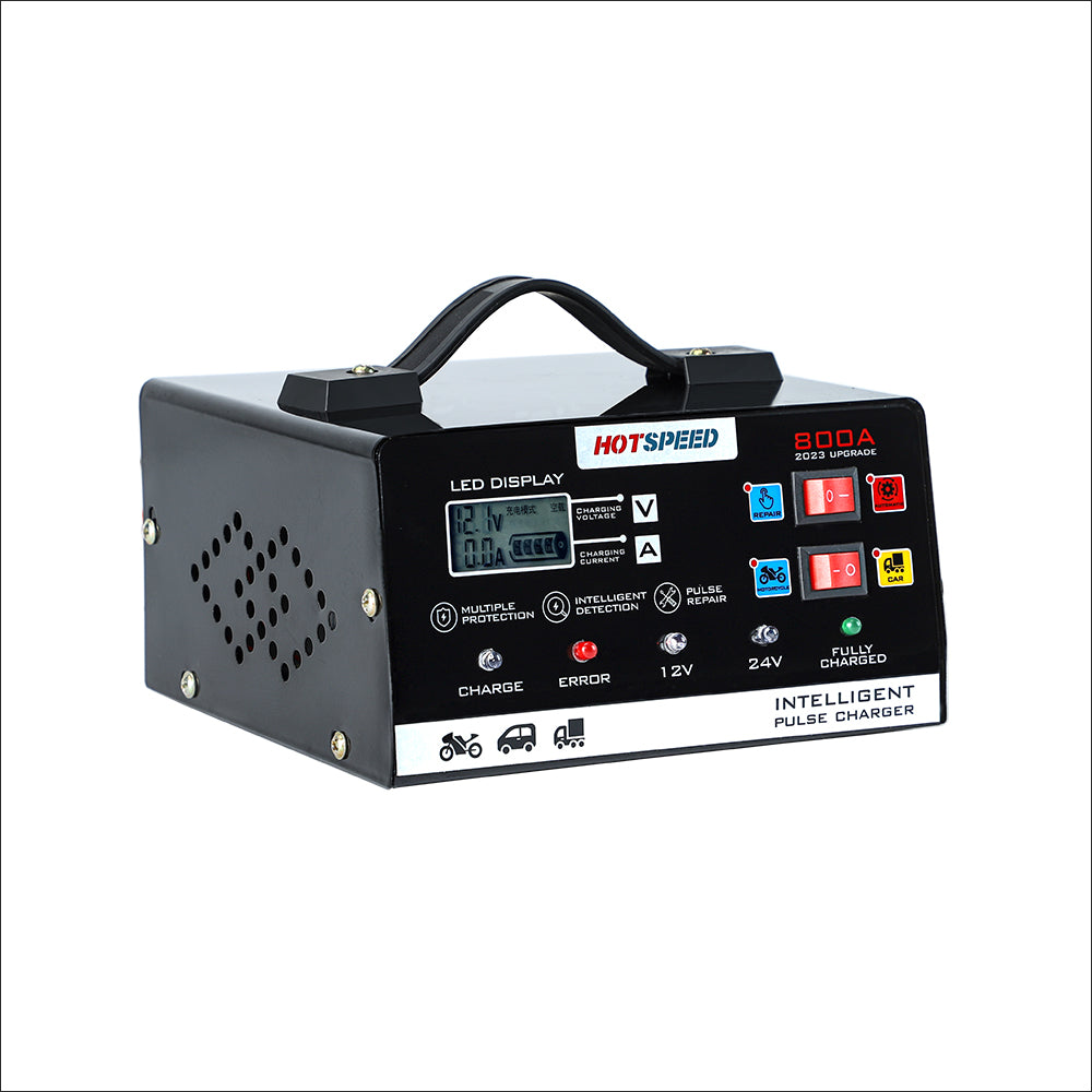 HOTSPEED Car Battery Charger Heavy Duty 12V 24V Intelligent Pulse Repair Fast Charging HS-800A