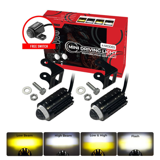 HOTSPEED Mini Driving light 4 Modes LED Headlight For Motorcycle 60W Flash Waterproof Fog Light