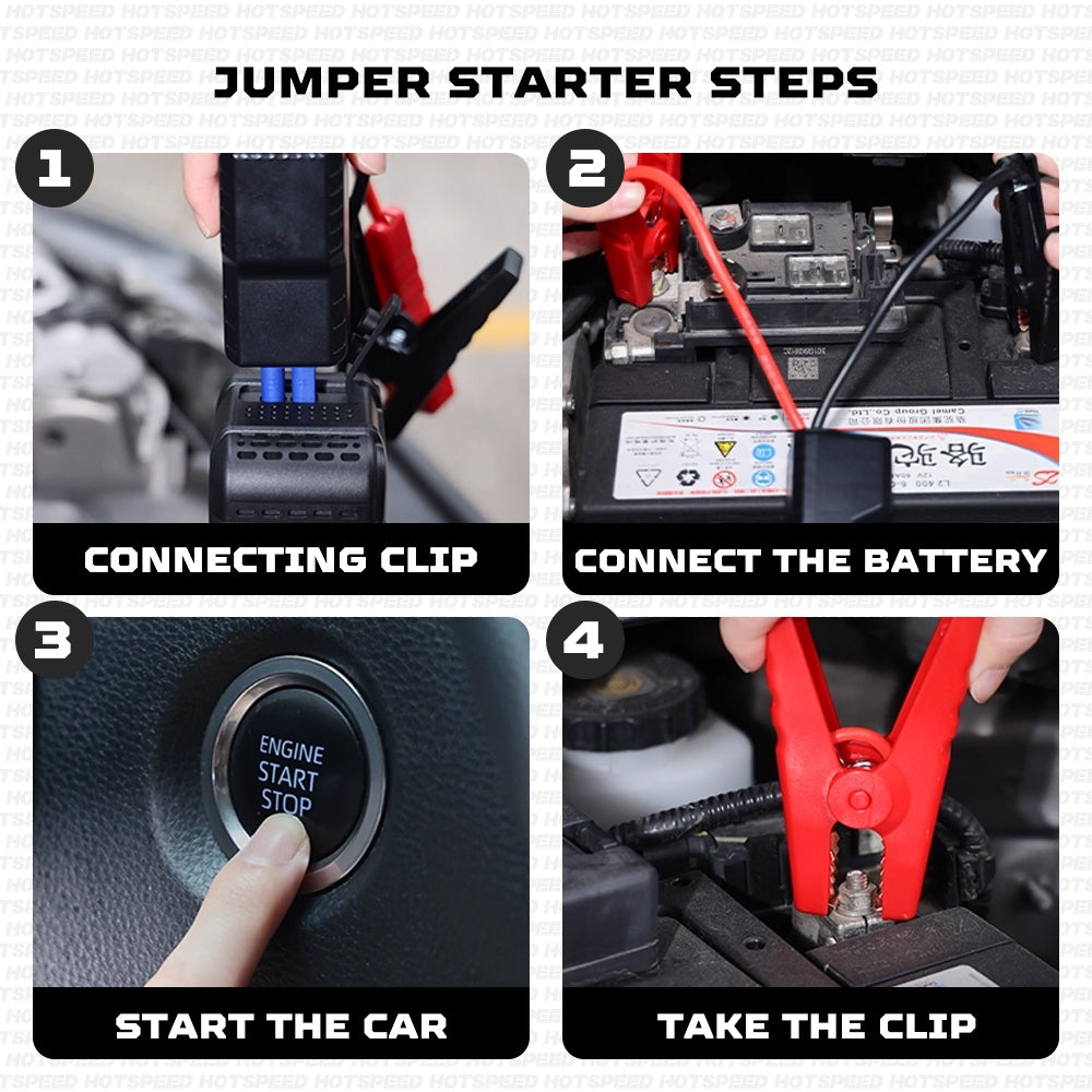 HOTSPEED 4 IN 1 Jump Starter For Car Heavy Duty With Tire Inflator Power Bank Emergency Light